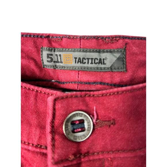 5.11 Tactical Defender-Flex Slim Jeans Womens Size 8 Long Red Mid Rise Utility - Picture 11 of 14